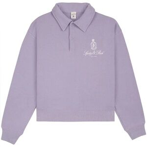 Sporty & Rich Lavender Polo Sweatshirt Logo Pullover Made in USA NWT Size L